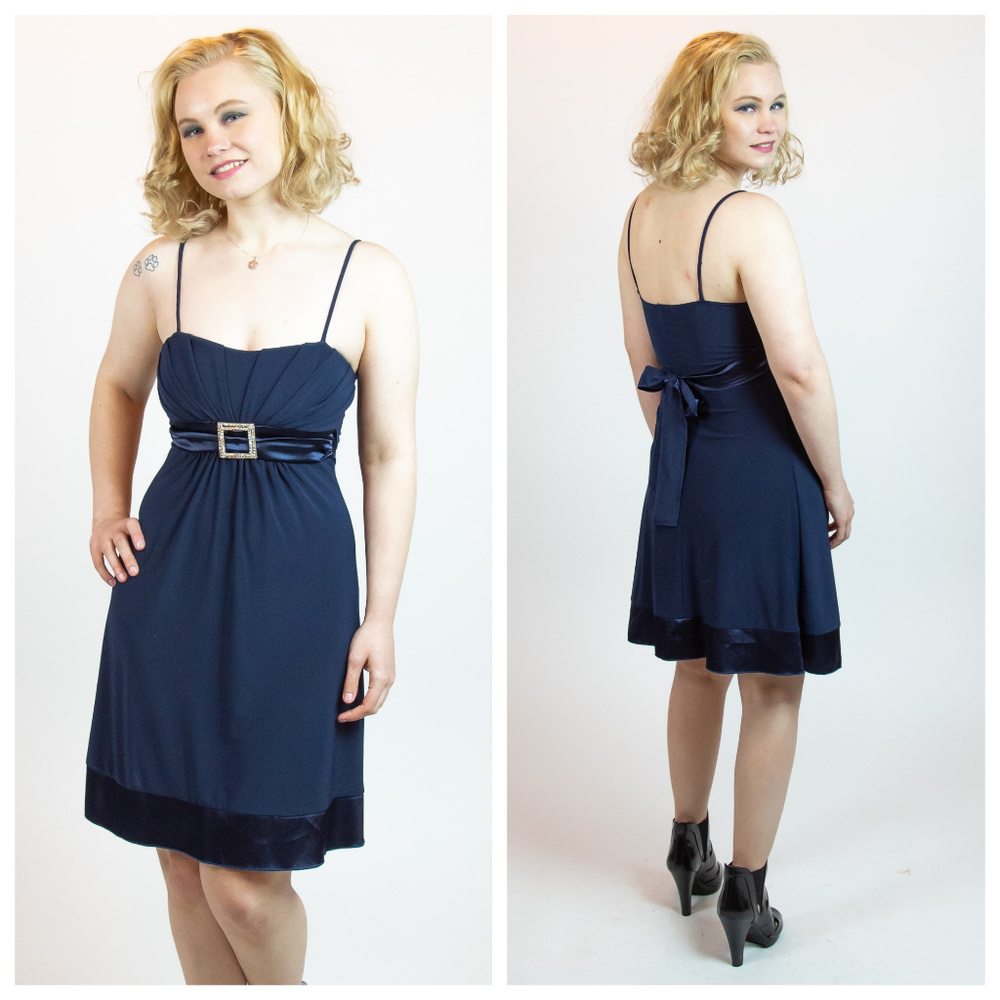 Navy Rhinestone Cocktail Party Weekend Dress